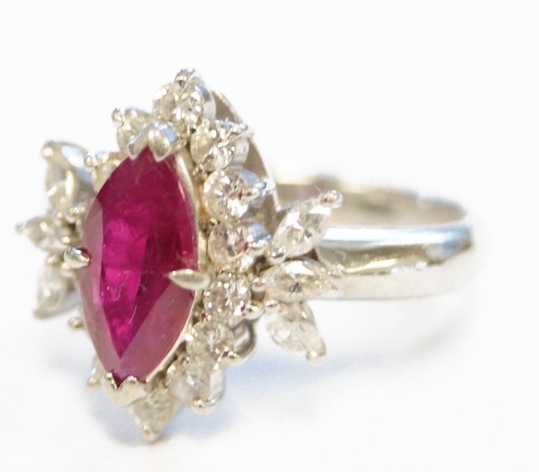PLATINUM MARQUISE CUT RUBY AND DIAMOND RING, RUBY (1 of 1)
