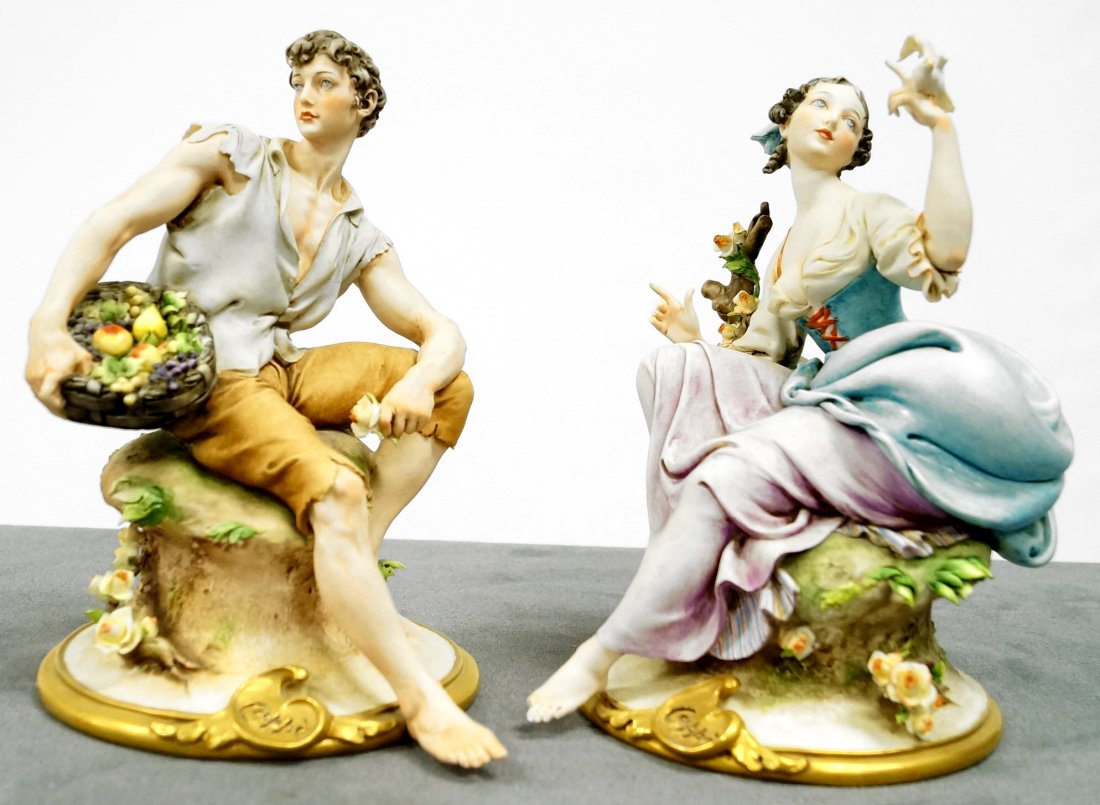 PAIR GIUSEPPE CAPPE ITALIAN DECORATED PORCELAIN (1 of 1)