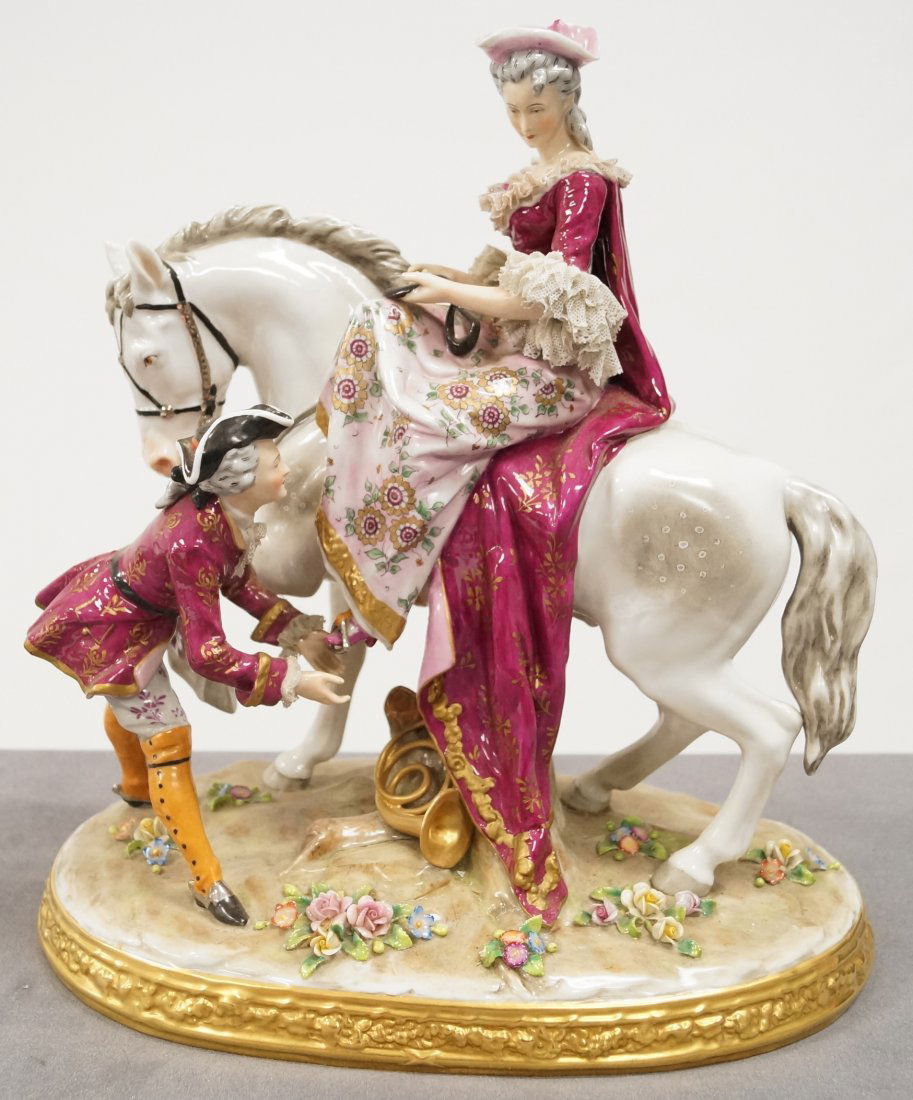 SITZENDORF GERMAN DECORATED PORCELAIN FIGURAL GROUP, (1 of 2)