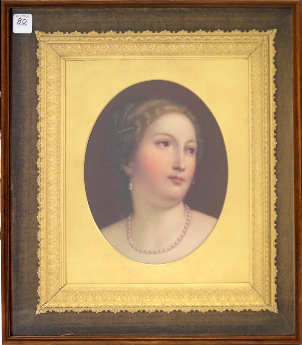 KPM HAND PAINTED PORCELAIN PLAQUE, PORTRAIT OF A LADY, (1 of 1)