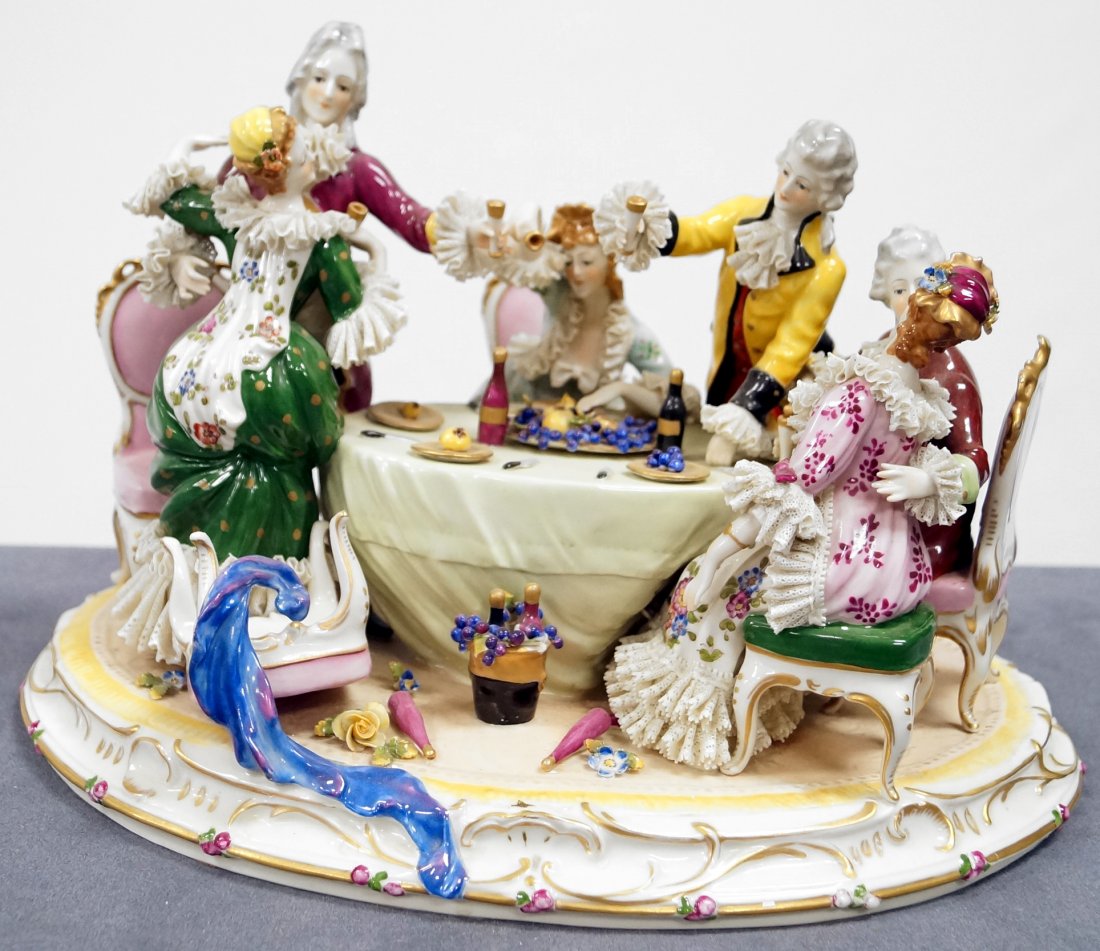 GERMAN DECORATED PORCELAIN FIGURAL GROUPING, BACCHANAL. (1 of 1)