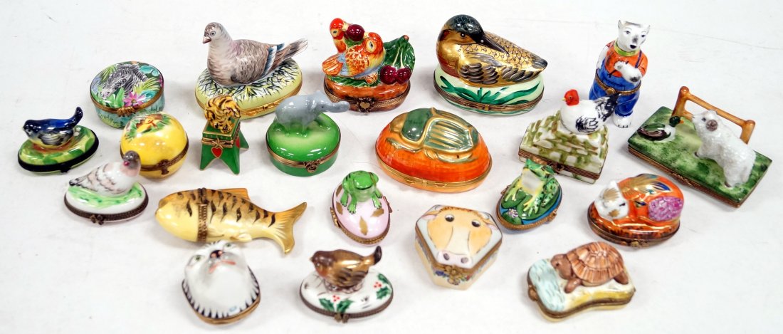 LOT (21) LIMOGES DECORATED PORCELAIN ANIMAL, FISH AND (1 of 2)