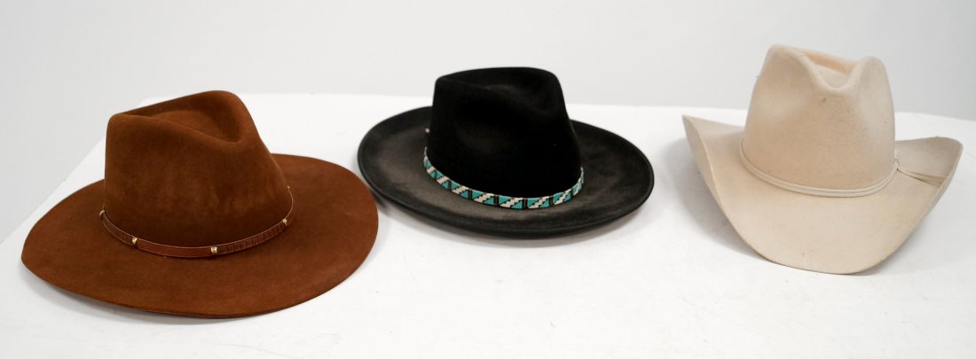 LOT (3) STETSON COWBOY HATS: LOT (3) STETSON COWBOY HATS