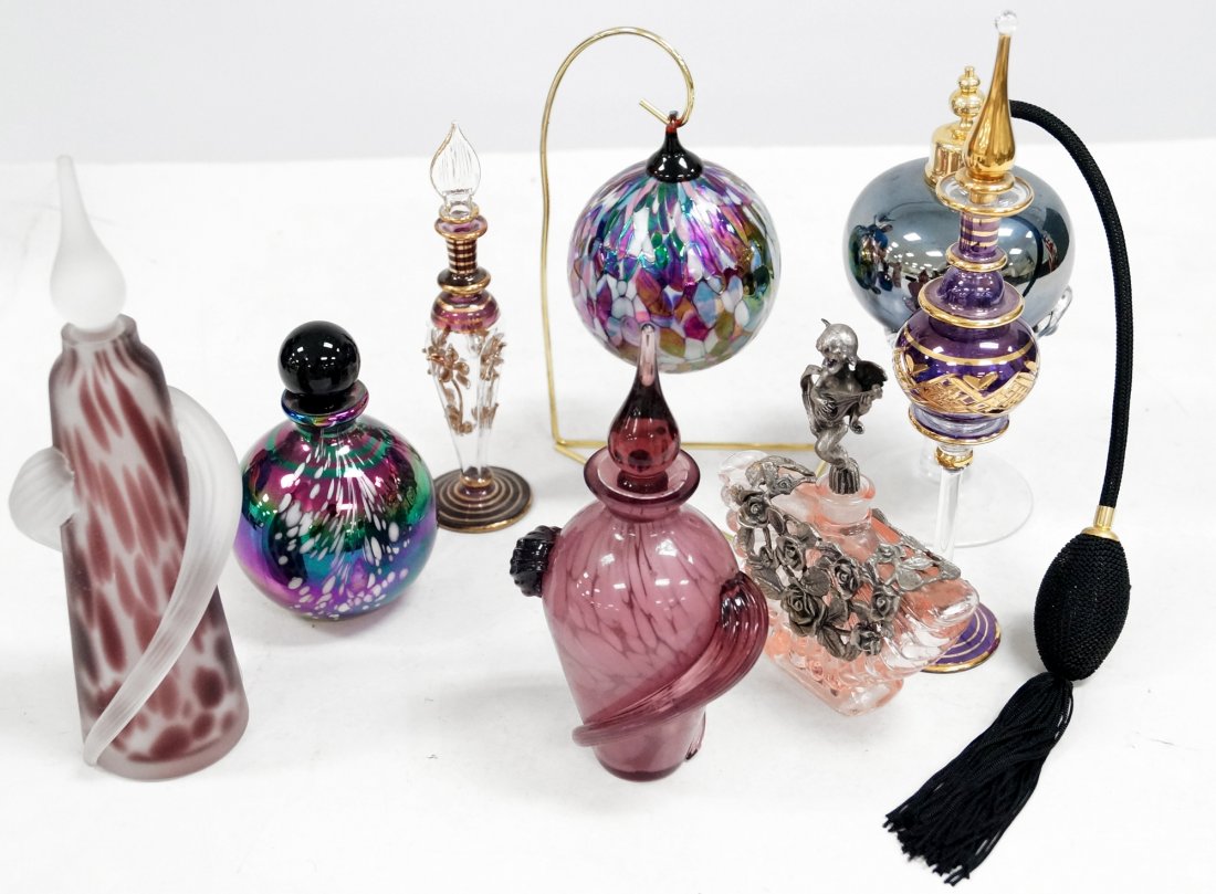 LOT (8) ASSORTED GLASS PERFUMES AND ORNAMENT (1 of 1)