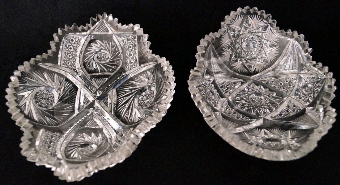 LOT (2) AMERICAN BRILLIANT CUT GLASS DISHES. LENGTH 7 (1 of 2)