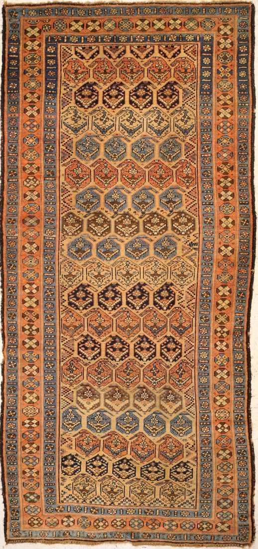 ANTIQUE NORTH PERSIAN CORRIDOR RUG. 4'6 X 9' (1 of 3)