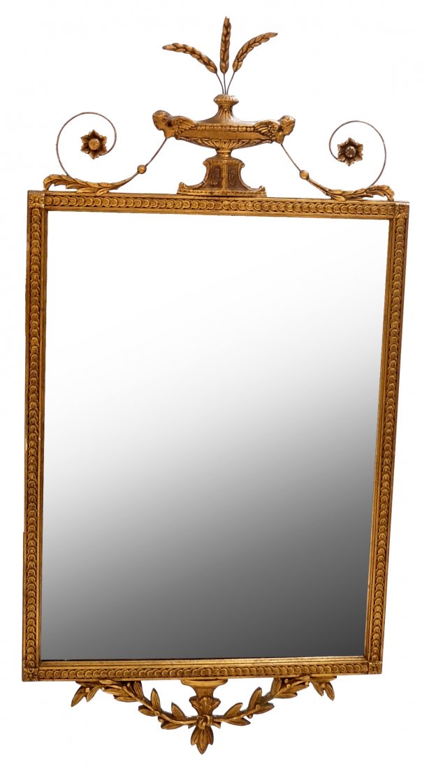SHERATON STYLE GILT, CARVED AND MOLDED MIRROR. HEIGHT (1 of 1)