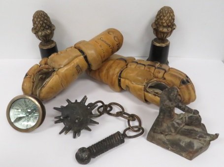 LOT INCLUDING HOCKEY GAOL GLOVES, COMPASS: LOT INCLUDING HOCKEY GAOL GLOVES, COMPASS