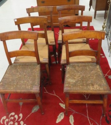 SET (6) COUNTRY TIGER MAPLE RUSH SEAT SIDE CHAIRS (1 of 3)