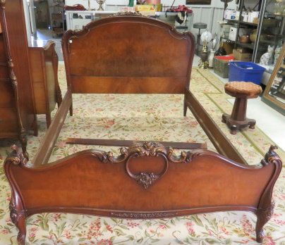FRENCH STYLE CARVED FULL SIZE BED. HEADBOARD/48 X 59" (1 of 3)