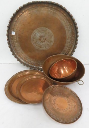 LOT (6) ASSORTED COPPERWARES INCLUDING BOWLS, TRAYS, (1 of 1)