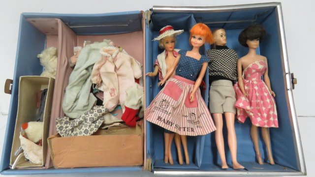 BARBIE VINYL SUITCASE WITH MIDGE, 1962; BARBIE, 1966; (1 of 4)