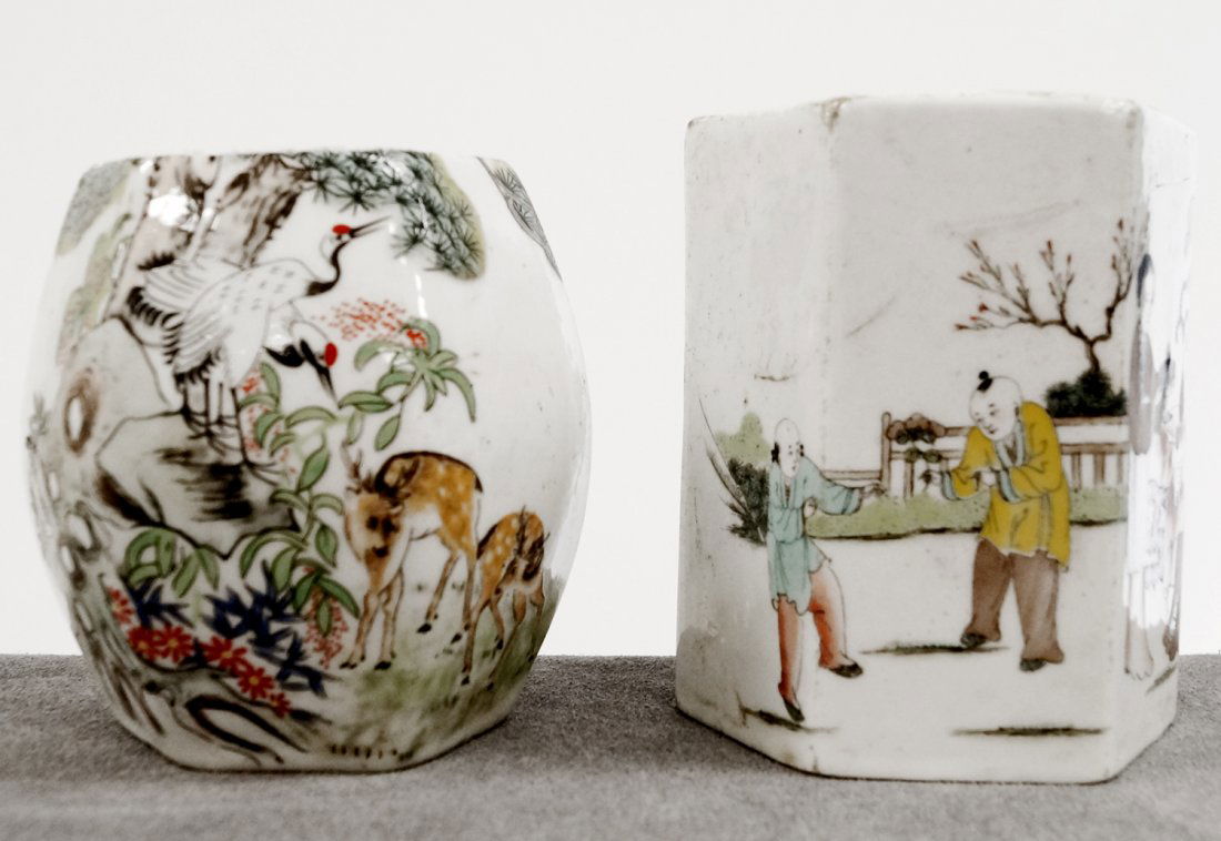 LOT (2) CHINESE FAMILLE ROSE DECORATED PORCELAIN (1 of 3)