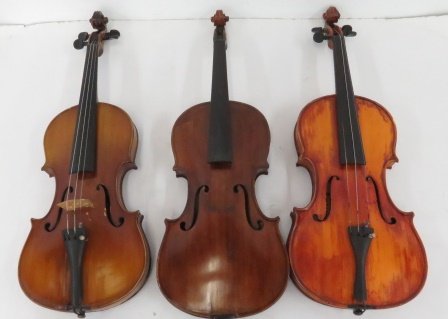 LOT (3) ANTIQUE GERMAN VIOLINS (AS IS) (1 of 5)