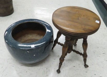 LOT (2) INCLUDING LATE VICTORIAN ADJUSTABLE PIANO STOOL; (1 of 4)