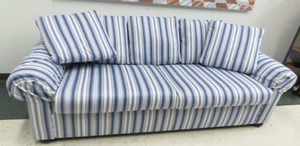 CONTEMPORARY TWO-CUSHION UPHOLSTERED SLEEPER SOFA. (1 of 1)