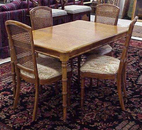 2042 Set Oak Faux Bamboo Dining Table Chairs