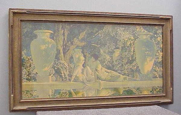 MAXFIELD PARRISH PRINT, "GARDEN OF ALLAH": MAXFIELD PARRISH PRINT, "GARDEN OF ALLAH" (ORIGINAL FRAME). 19 1/2 X 34 1/2" **DUE TO THE LOTS SIZE AND OR FRAGILITY, STANDARD IN HOUSE SHIPPING IS NOT AVAILABLE ON THIS ITEM. FOR YOUR CONVENIENCE, TH