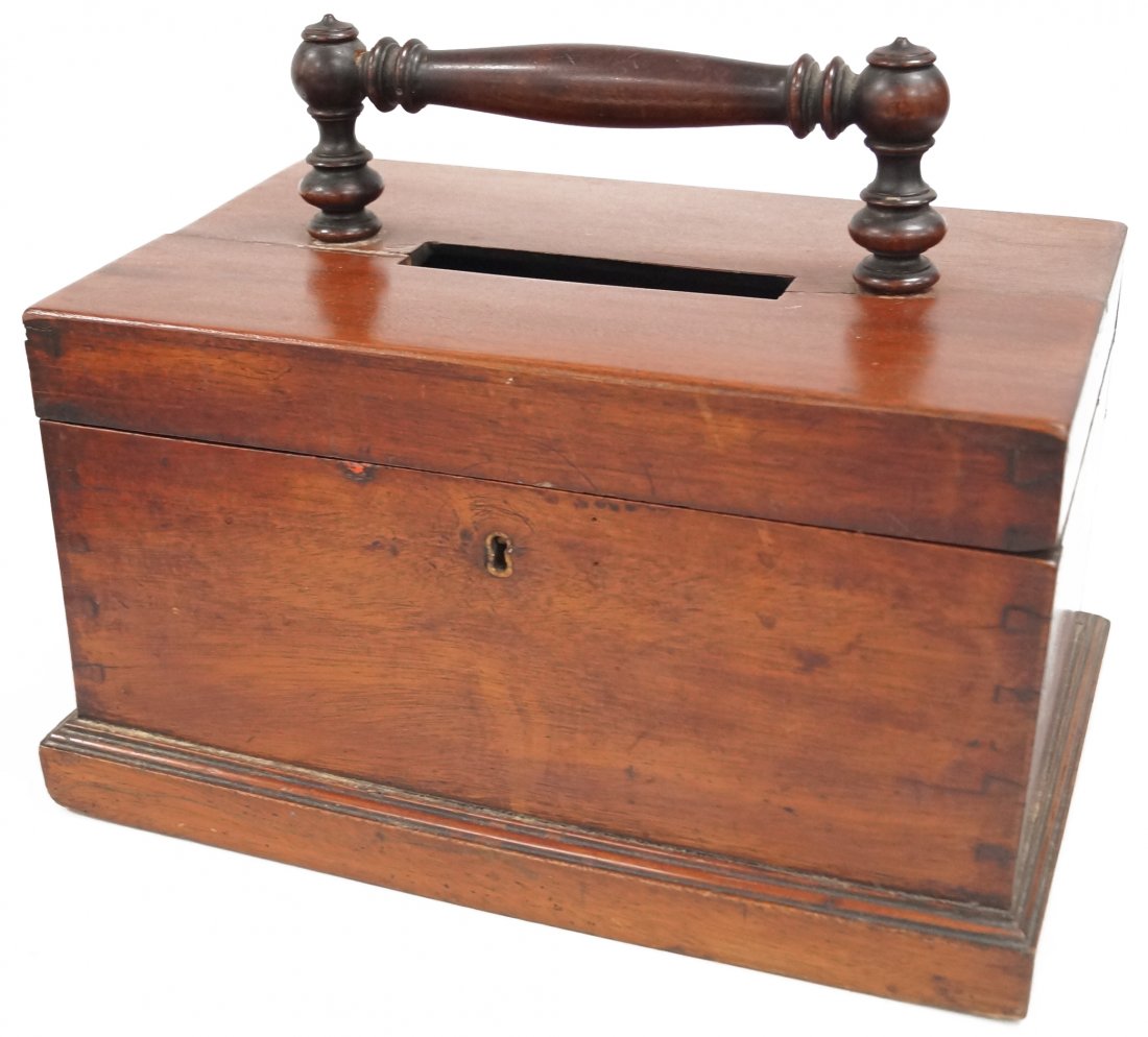 MAHOGANY BALLOT BOX, 19TH CENTURY. HEIGHT 10 1/2"; (1 of 1)