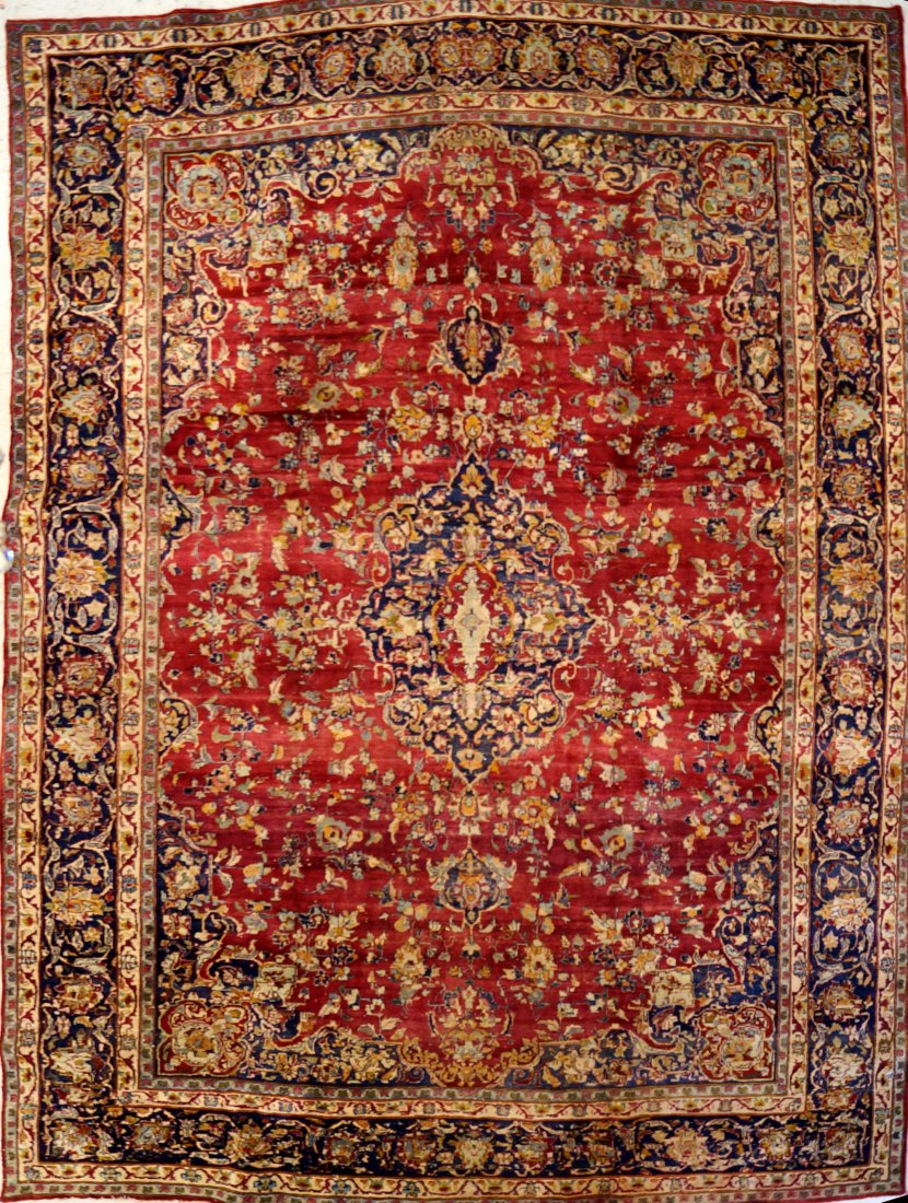 SEMI-ANTIQUE CENTRAL PERSIAN CARPET. 9'9" X 13'6" (1 of 2)