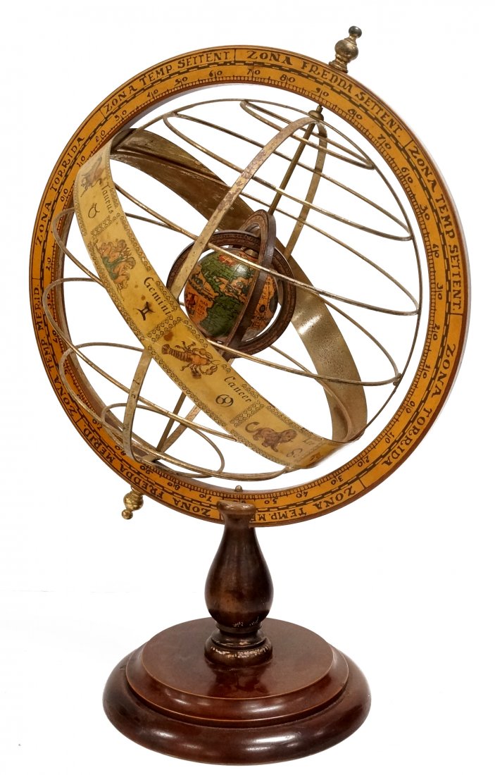 VINTAGE STYLE ITALIAN ARMILLARY GLOBE. HEIGHT 23" (1 of 2)