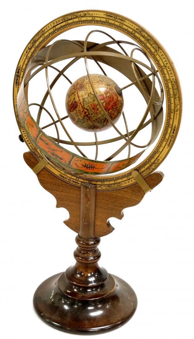VINTAGE STYLE ITALIAN ARMILLARY GLOBE. HEIGHT 17" (1 of 2)