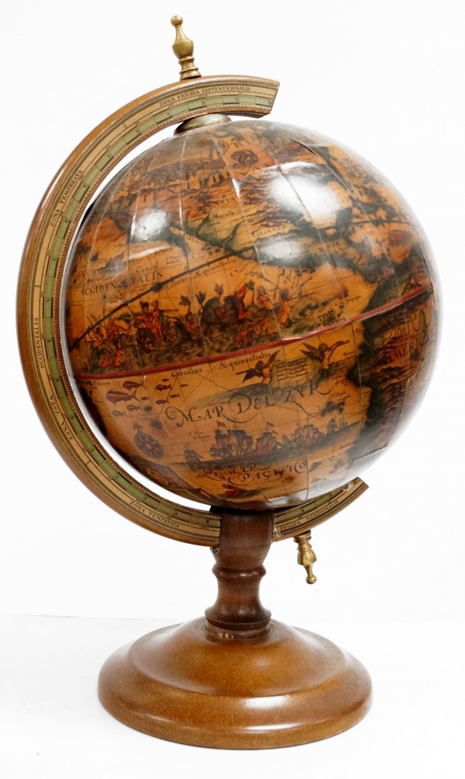VINTAGE ANTIQUE STYLE ITALIAN WORLD GLOBE. HEIGHT 23" (1 of 2)