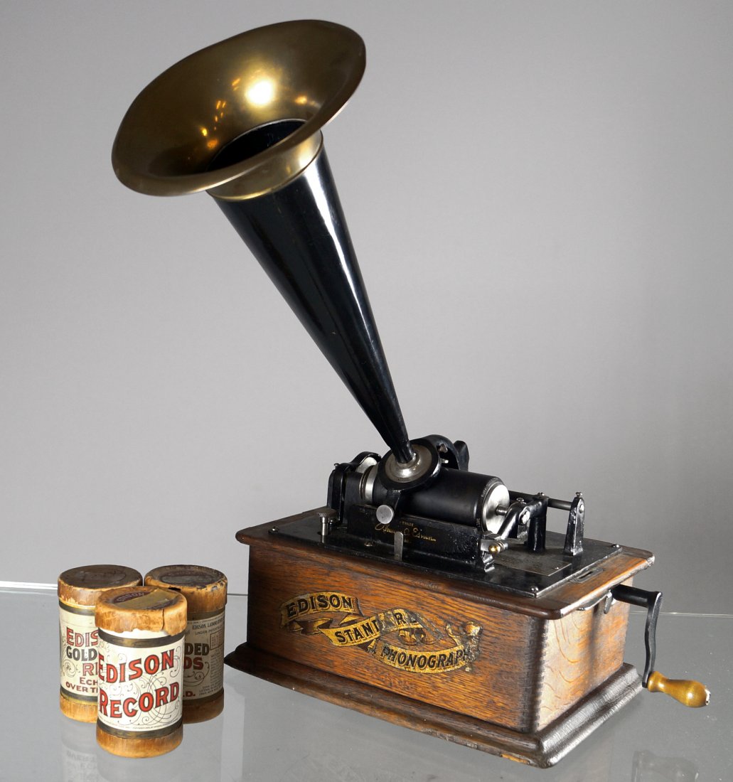 EDISON STANDARD MODEL C OAK CYLINDER PHONOGRAPH WITH (1 of 3)