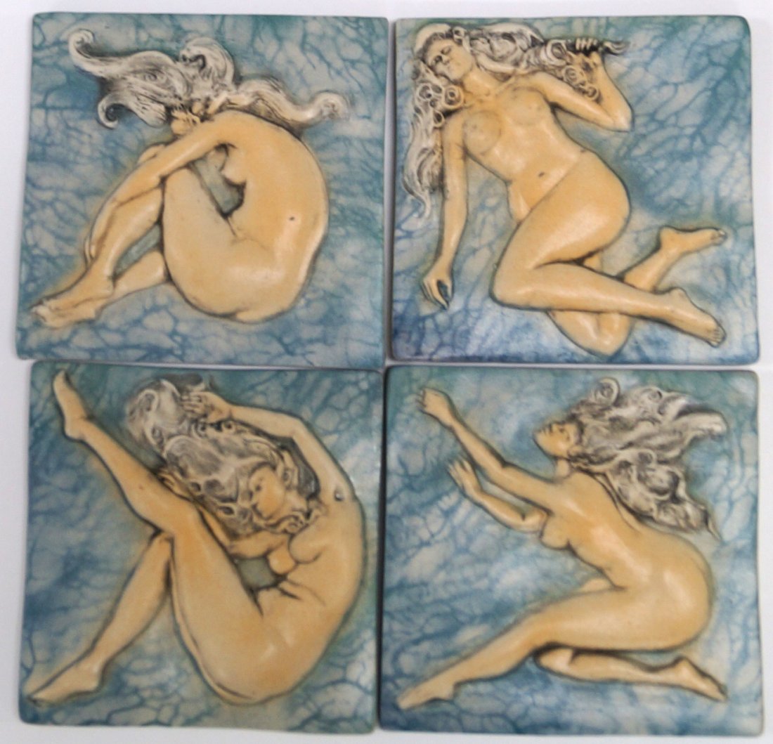 LOT (4) SURVING STUDIO'S HIGH RELIEF CERAMIC TILES, (1 of 1)