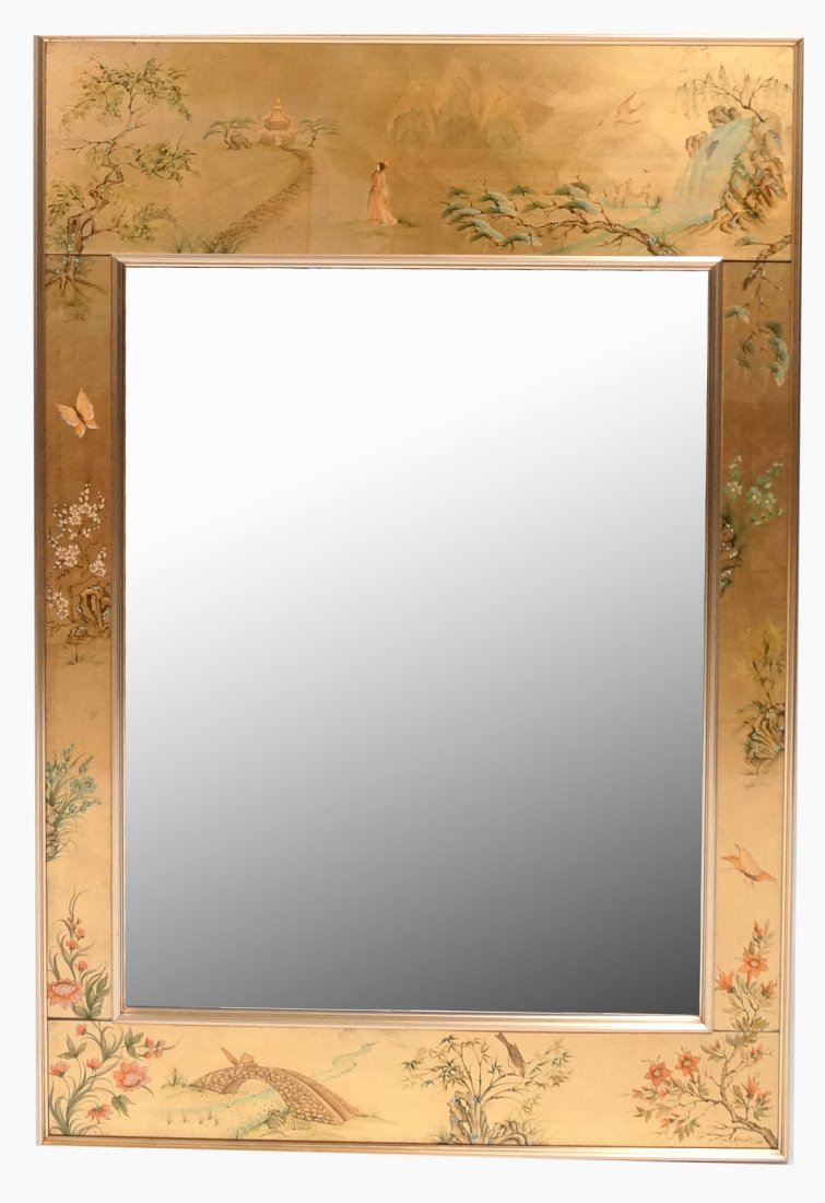 LA BARGE CHINOISERIE REVERSE DECORATED FRAMED BEVELED (1 of 3)