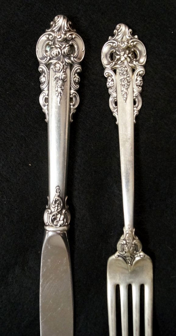 SERVICE (12) WALLACE STERLING "GRAND BAROQUE" FLATWARE (1 of 3)