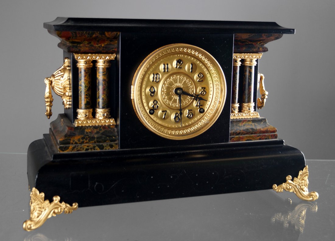 VINTAGE EBONIZED AND ADAMANTINE COLUMN MUSICA MANTLE (1 of 2)