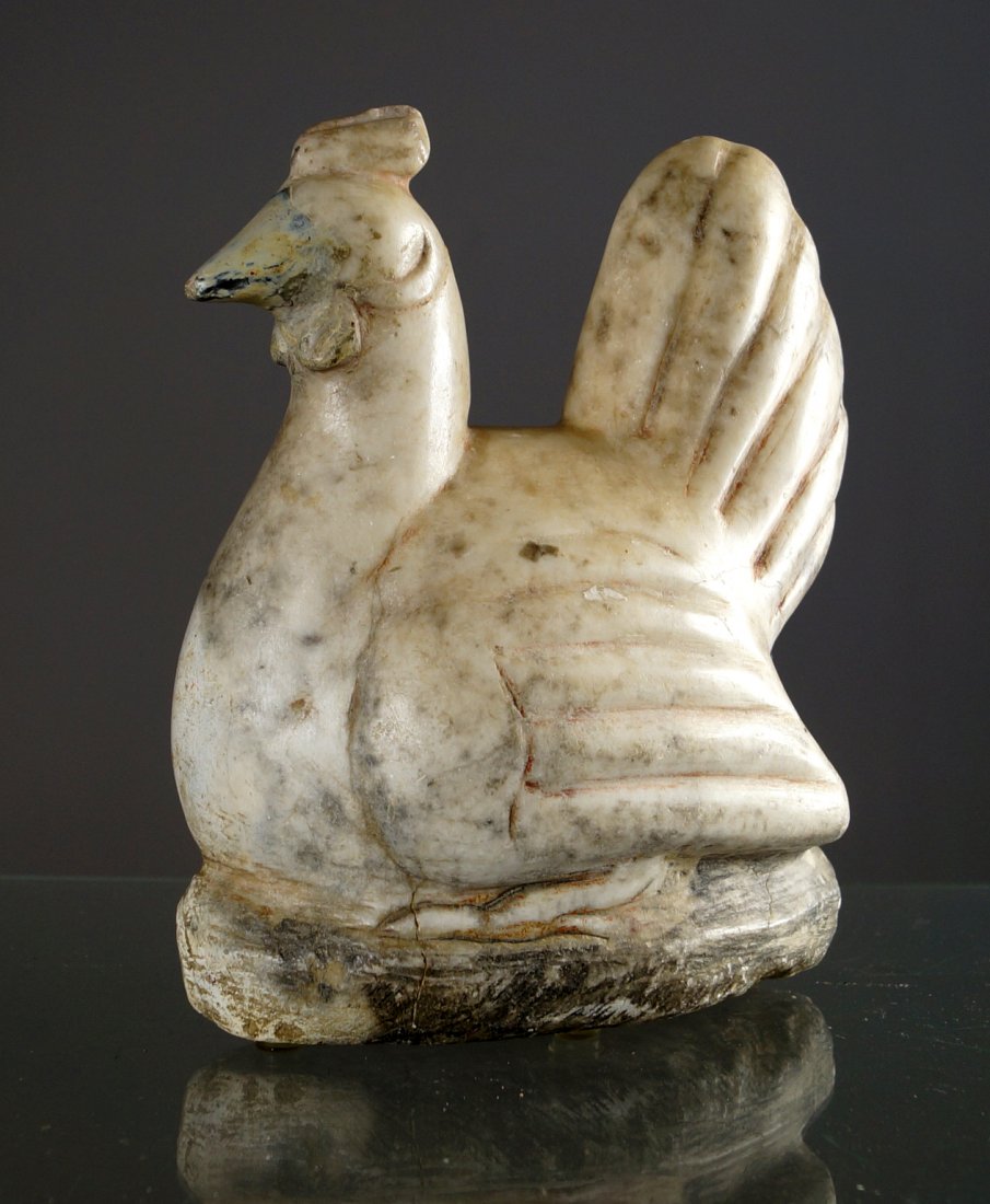 FOLK ART CARVED MARBLE ROOSTER. HEIGHT 9" (1 of 1)