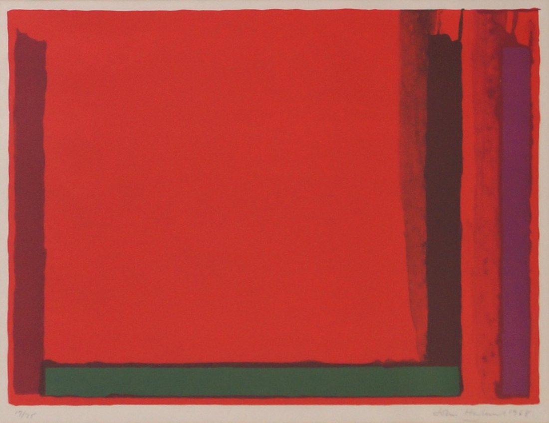 JOHN HOYLAND (BRITISH 1934-2011), LITHOGRAPH, UNTITLED: JOHN HOYLAND (BRITISH 1934-2011), LITHOGRAPH, UNTITLED ABSTRACT, SIGNED #17/25, 1968. SIGHT 19 X 28"; FRAMED AND GLAZED-25 1/2 X 34"