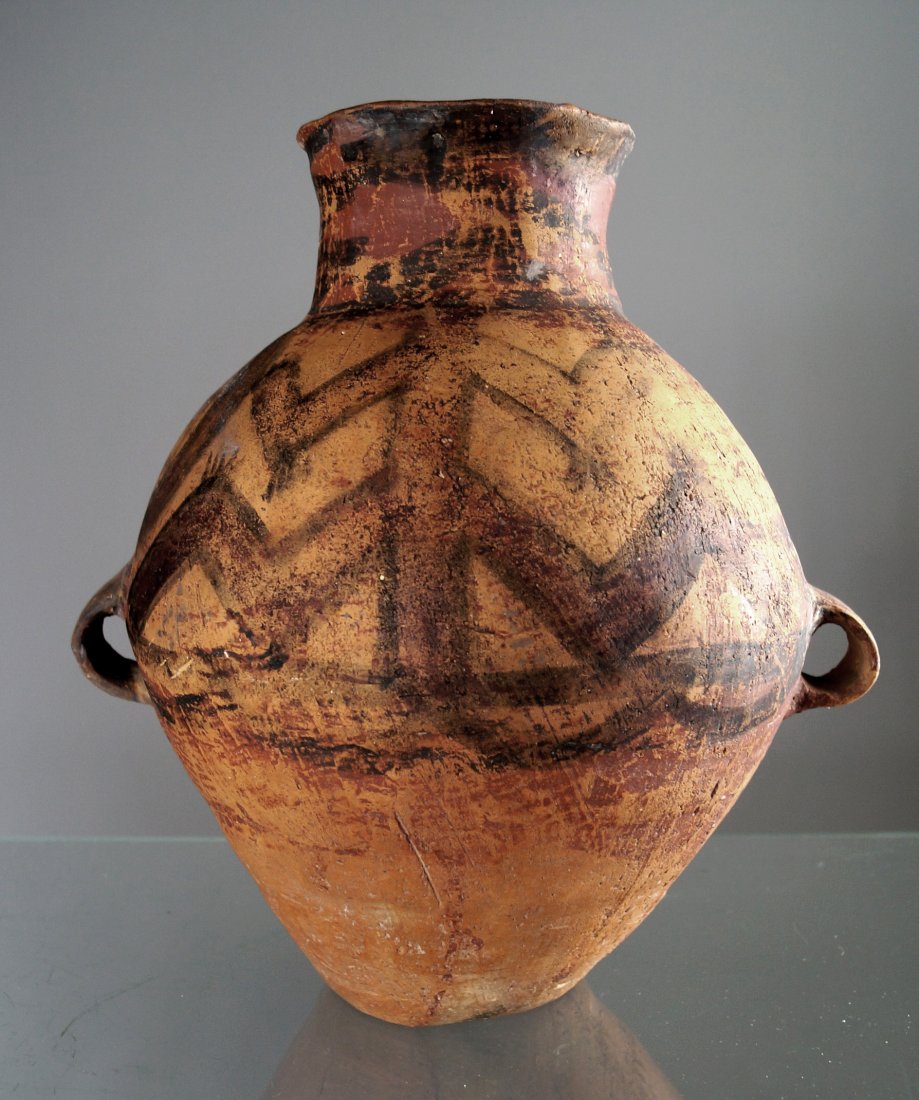 CHINESE NEOLITHIC AND BAN CH'ING DECORATED POTTERY JAR. (1 of 1)