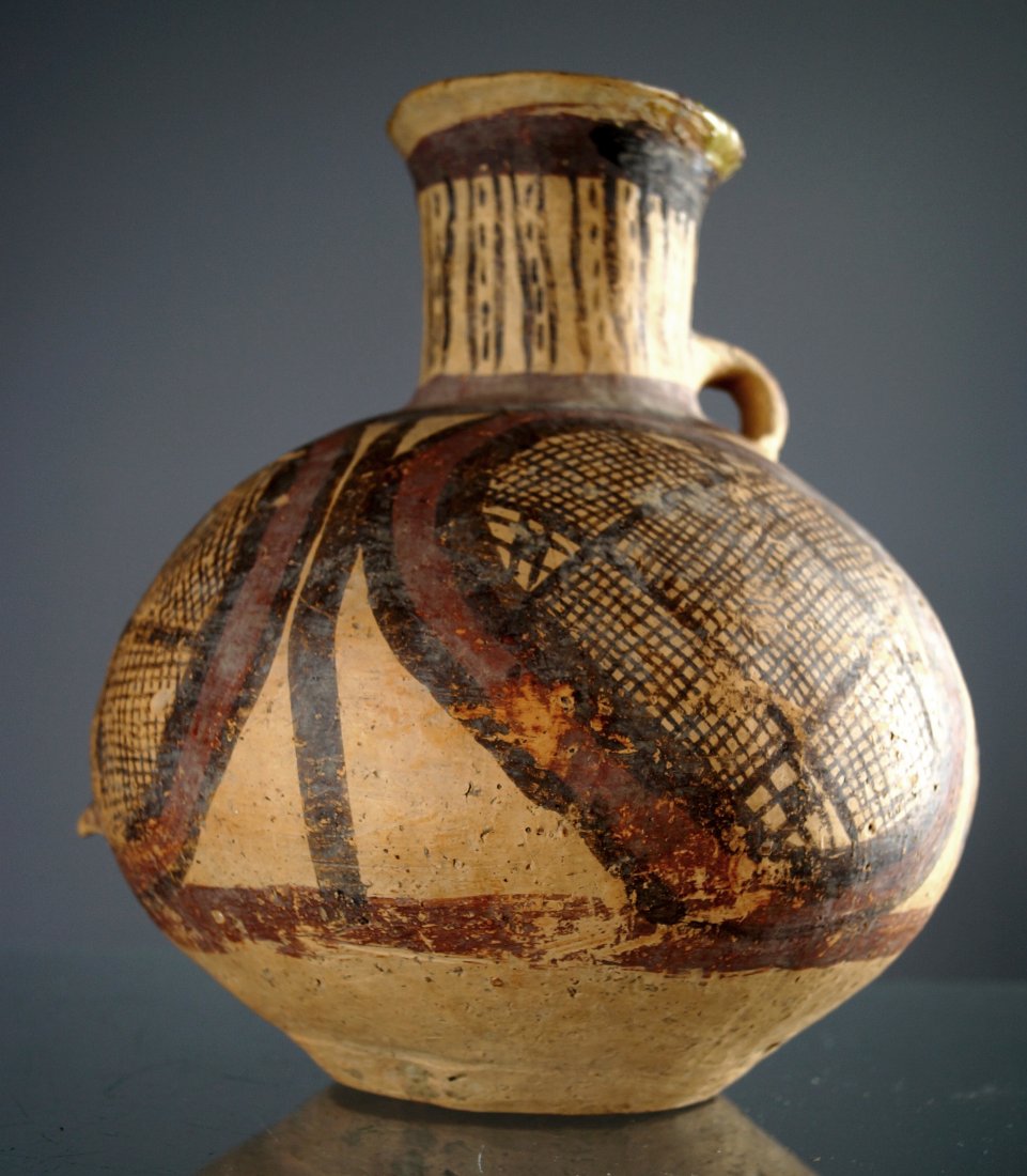 CHINESE NEOLITHIC AND BAN CH'ING DECORATED POTTERY JAR. (1 of 1)
