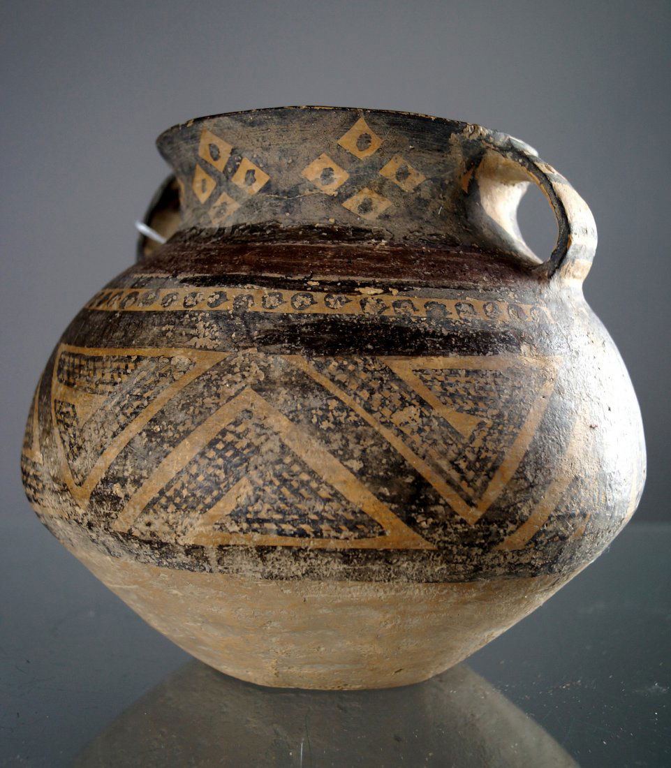 CHINESE NEOLITHIC AND BAN CH'ING DECORATED POTTERY JAR. (1 of 1)