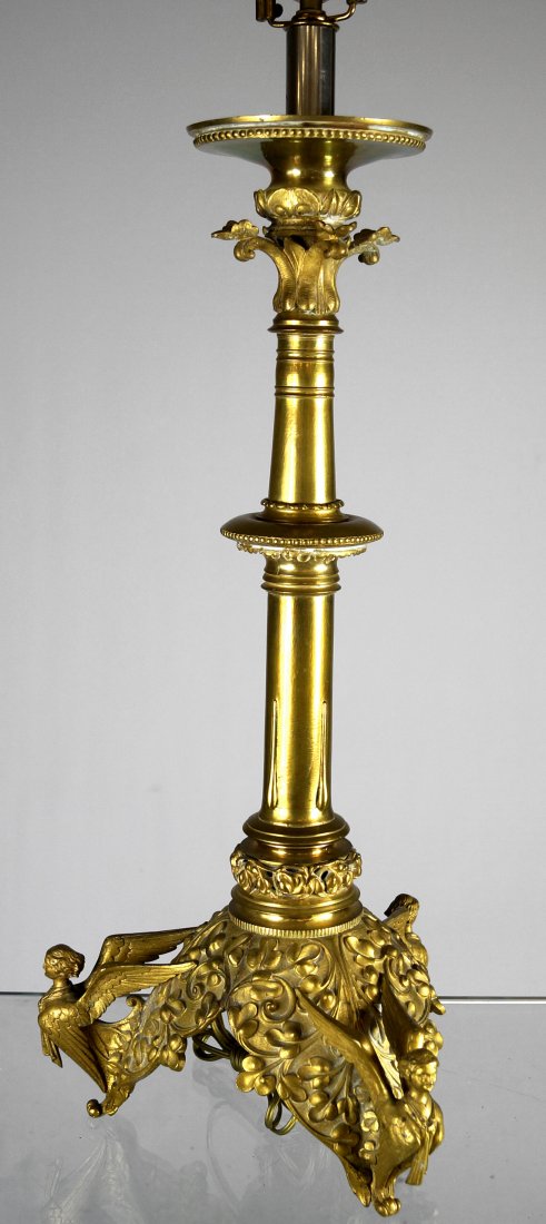 VICTORIAN BRASS CANDLESTICK/TABLE LAMP. HEIGHT 39" (1 of 3)