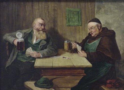 OIL ON PANEL, GERMAN SCHOOL, 19THC: OIL ON PANEL - THE DEVINE HAND, SIGNED ILLEGIBLY, GERMAN SCHOOL, 19TH CENTURY. 9 X 12 1/2" (PAINTINGS)