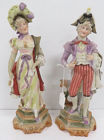 PAIR GERMAN BISQUE DECORATED CONTINENTAL MALE AND (1 of 1)