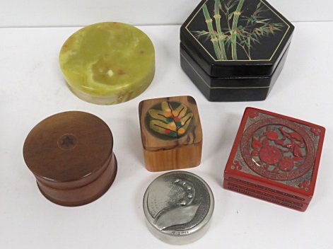 LOT (6) VINTAGE COVERED BOXES INCLUDING CHINESE (1 of 1)