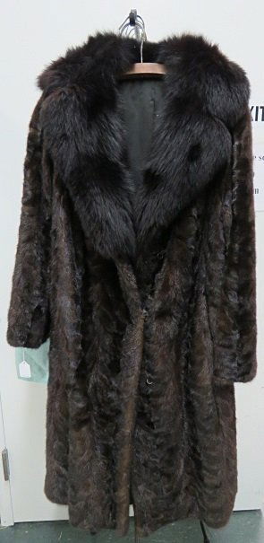 VINTAGE BLACK DYED FOX AND MINK 3/4 COAT (1 of 1)