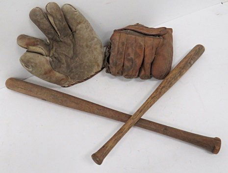 LOT (4) BASEBALL INCLUDING (2) VINTAGE GLOVES AND (2) (1 of 6)