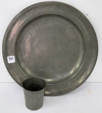 LOT (2) AMERICAN PEWTER INCLUDING SAMUEL HAMLIN, (1 of 3)