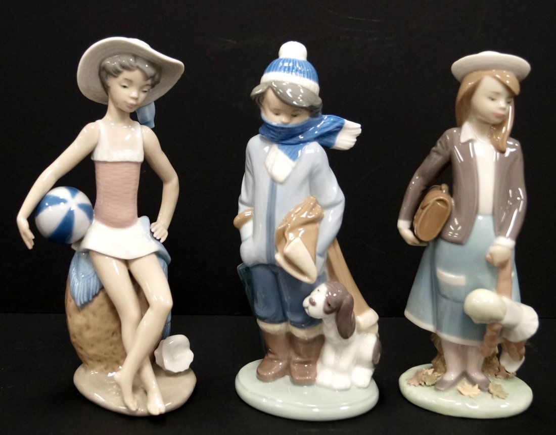 LOT (3) LLADRO PORCELAIN FIGURES, WINTER, SUMMER AND (1 of 1)