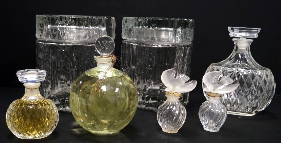 LOT (7) ASSORTED FRENCH CRYSTAL PERFUME BOTTLES (1 of 1)