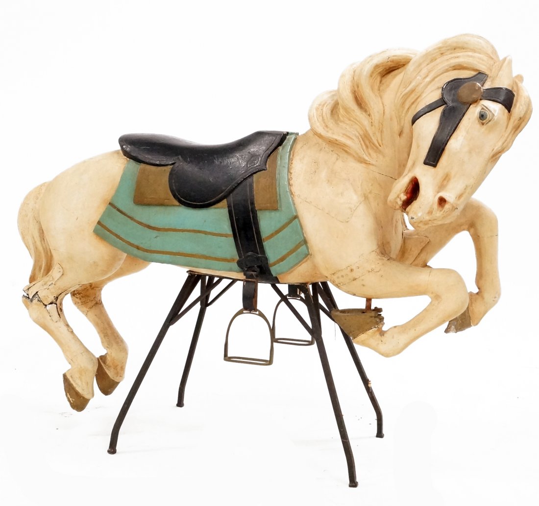 VINTAGE CARVED AND PAINTED WOOD JUMPER CAROUSEL HORSE (1 of 1)