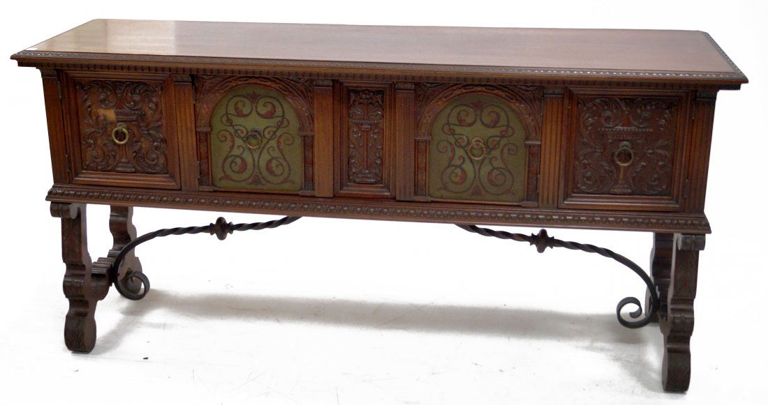 SPANISH RENAISSANCE REVIVAL CARVED WALNUT STYLE SIDE (1 of 2)