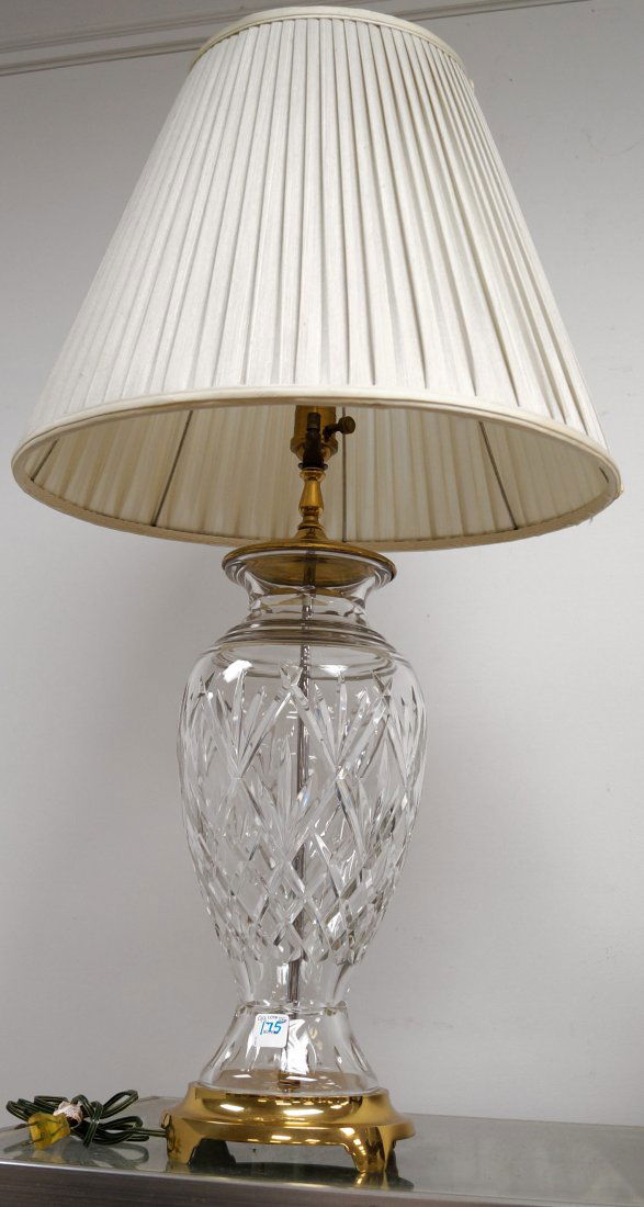 WATERFORD CUT CRYSTAL AND BRASS TABLE LAMP. HEIGHT 36" (1 of 1)