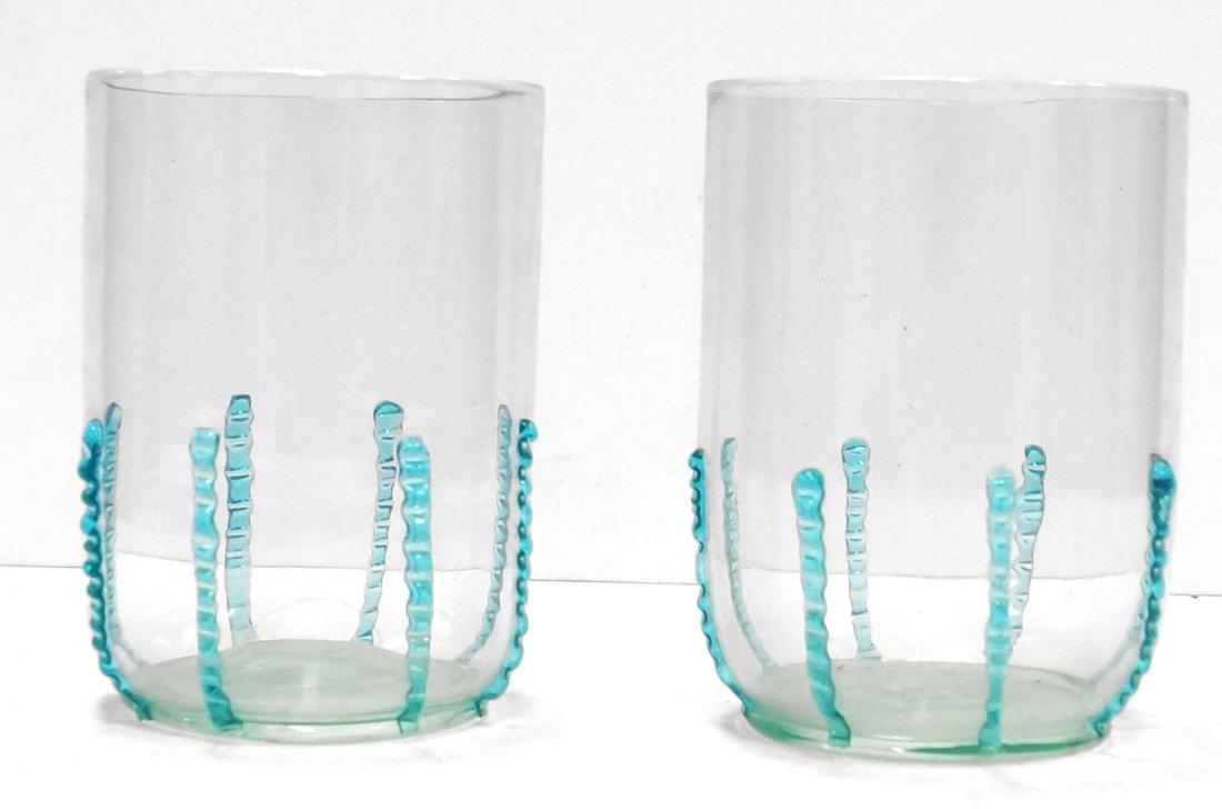 LOT (6) MVM CAPELLIN MURANO GLASS TUMBLERS, ATTRIBUTED: LOT (6) MVM CAPELLIN MURANO GLASS TUMBLERS, ATTRIBUTED TO VITTORIO ZUCCHIN. HEIGHT 4 3/8"